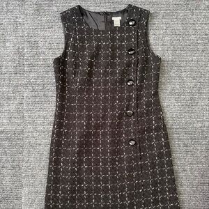 Ann Taylor Black/white Tweed Midi Dress Size 6